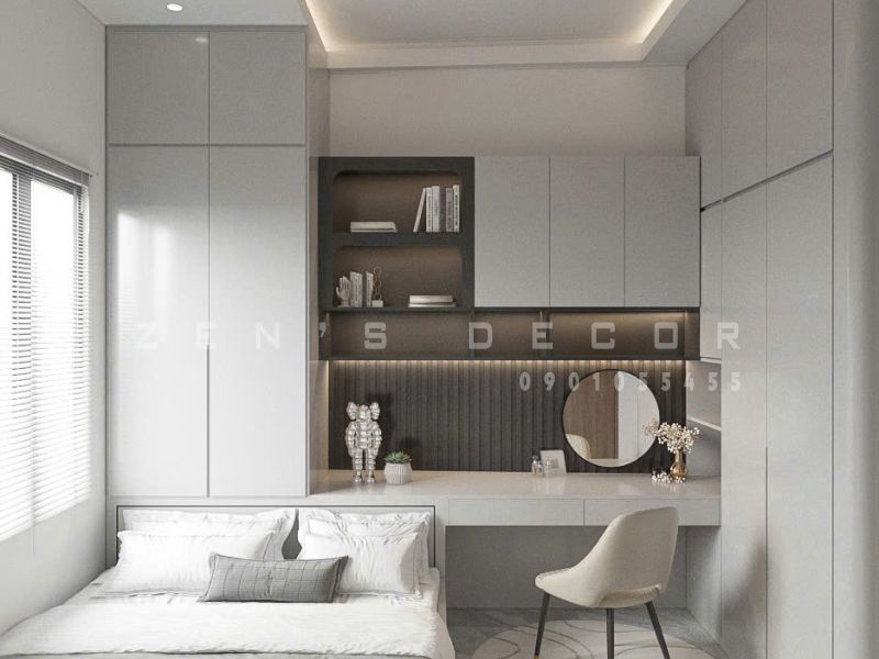 MẪU THIẾT KẾ GIƯỜNG LIỀN TỦ THÔNG MINH, TIỆN ÍCH TRONG PHÒNG NGỦ BÉ – PBE018