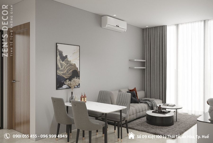 THIẾT KẾ NỘI THẤT PHÒNG KHÁCH CHUNG CƯ HIỆN ĐẠI - PK002