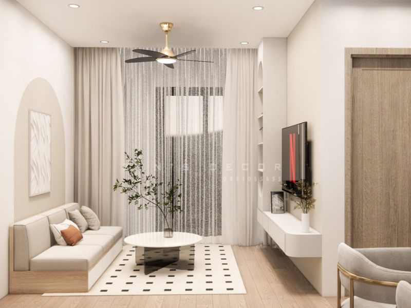 MẪU NỘI THẤT PHÒNG KHÁCH CHUNG CƯ 2 PHÒNG NGỦ HIỆN ĐẠI– PK012