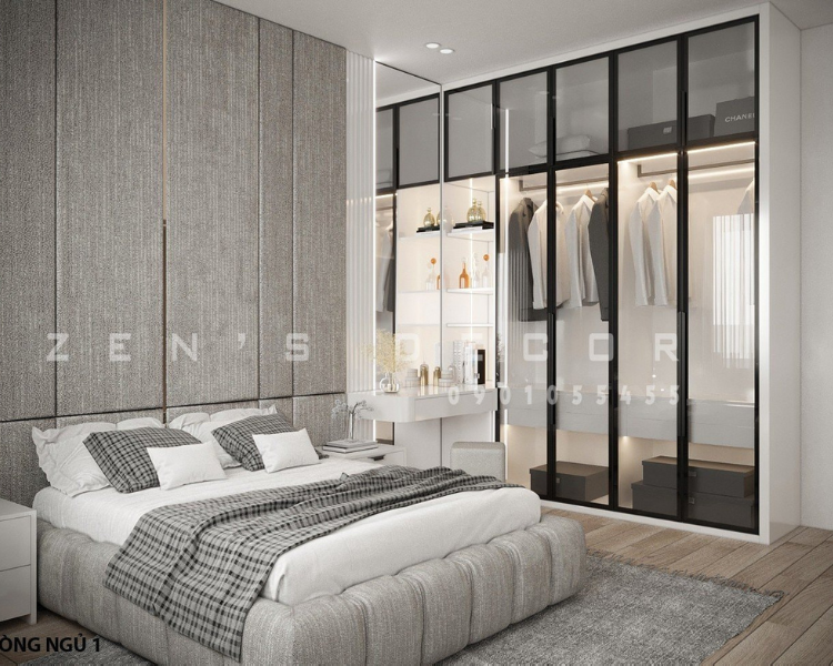 MẪU NỘI THẤT PHÒNG NGỦ VỚI TỦ ÁO QUẦN CỬA KÍNH SANG TRỌNG - PN006