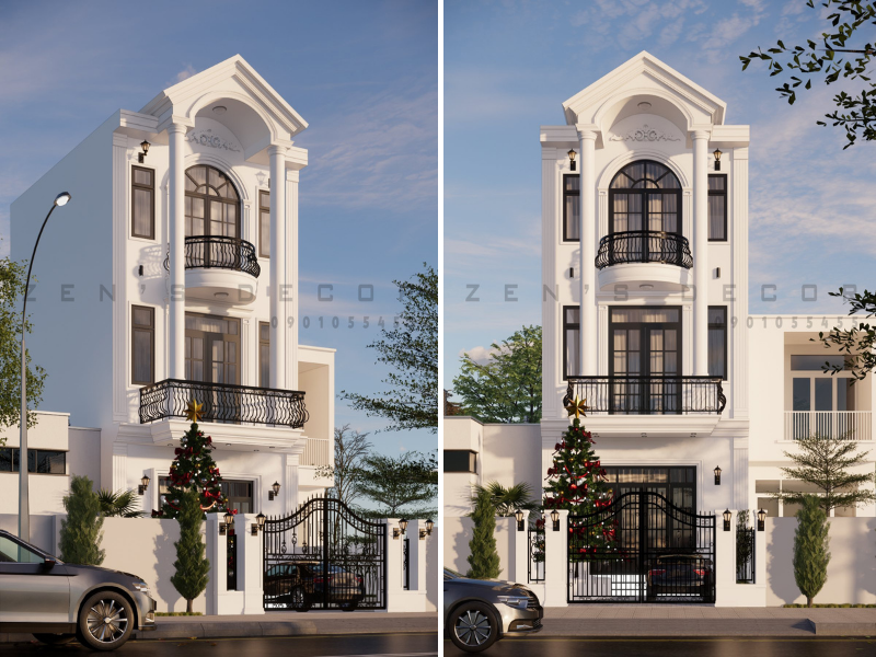 MẪU THIẾT KẾ NHÀ 3 TẦNG DIỆN TÍCH 5X20M VỚI PHONG CÁCH HIỆN ĐẠI, CÓ ĐỦ SÂN THƯỢNG VÀ SÂN ĐỂ XE RỘNG 
